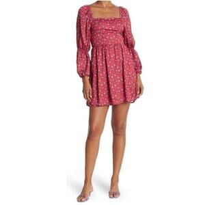 NSR Ditsy Floral Print Squared Neckline Minin Dress